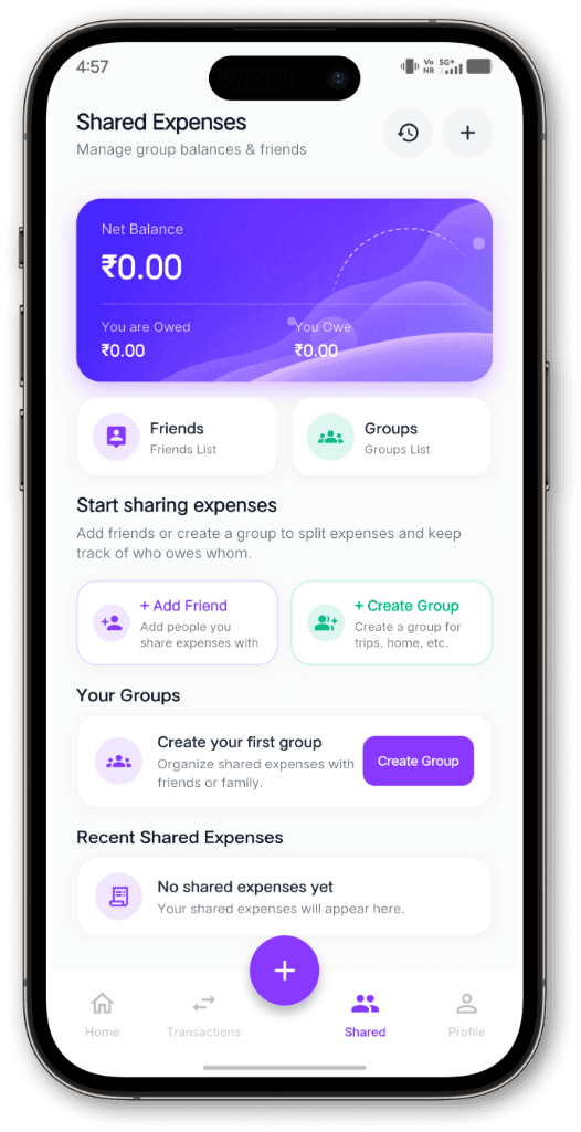PocketLog Mobile App - Shared Expenses